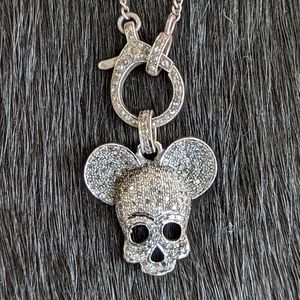 Pave Diamond and Sterling Mickey Skull Pendant